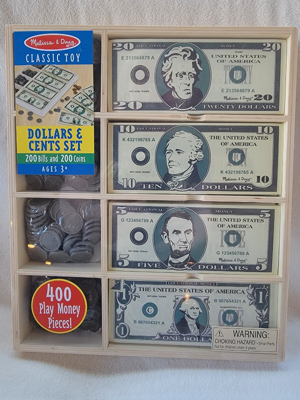Melissa & Doug DOLLARS & CENTS Play Money Set *NEW* 400 pcs