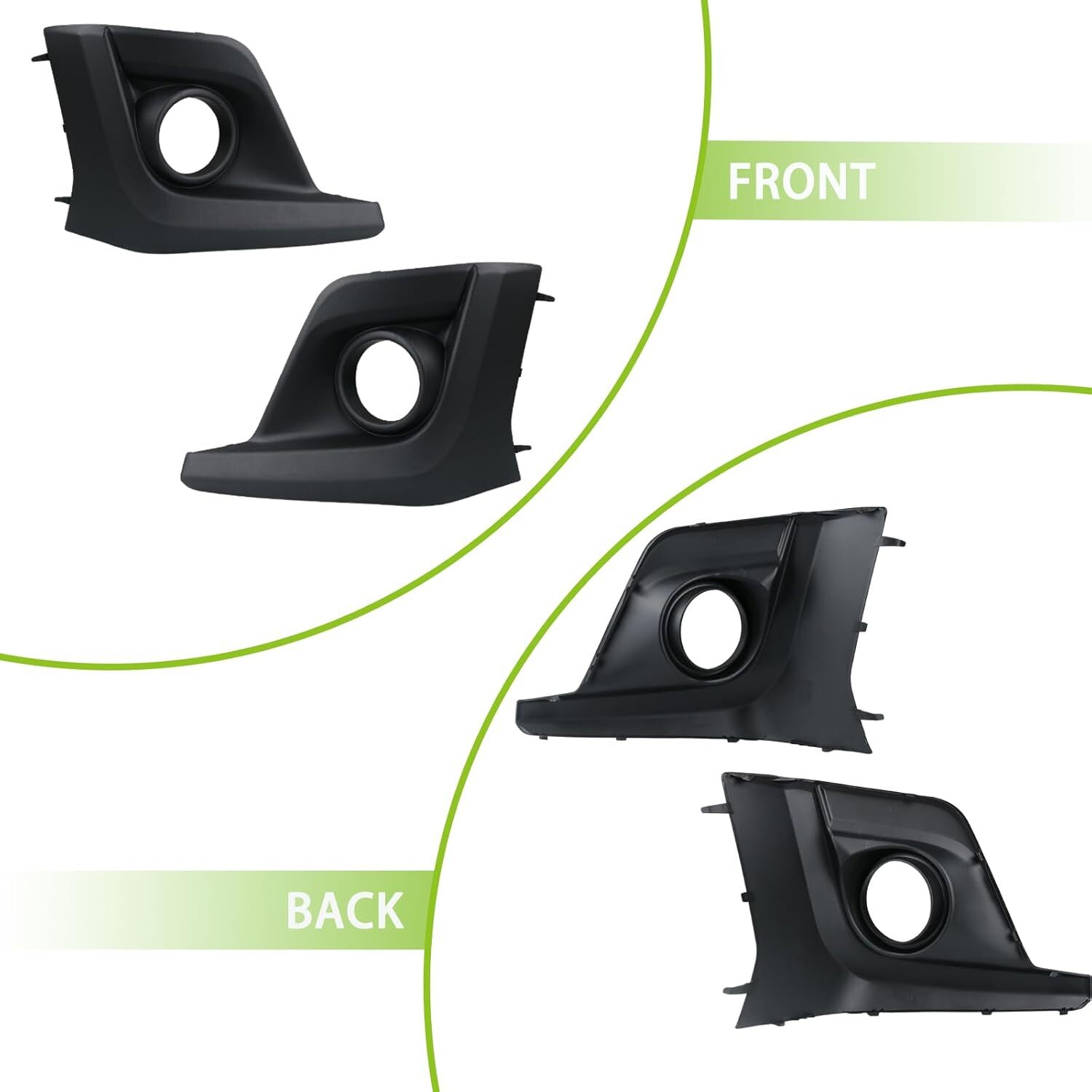 Pair Front Bumper Fog Light Bezel Cover Left Driver Side&Right Passenger Side