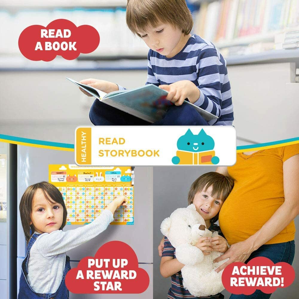 Behavior Chore Reward Star Chart with Magnetic Stickers for Toddler Training