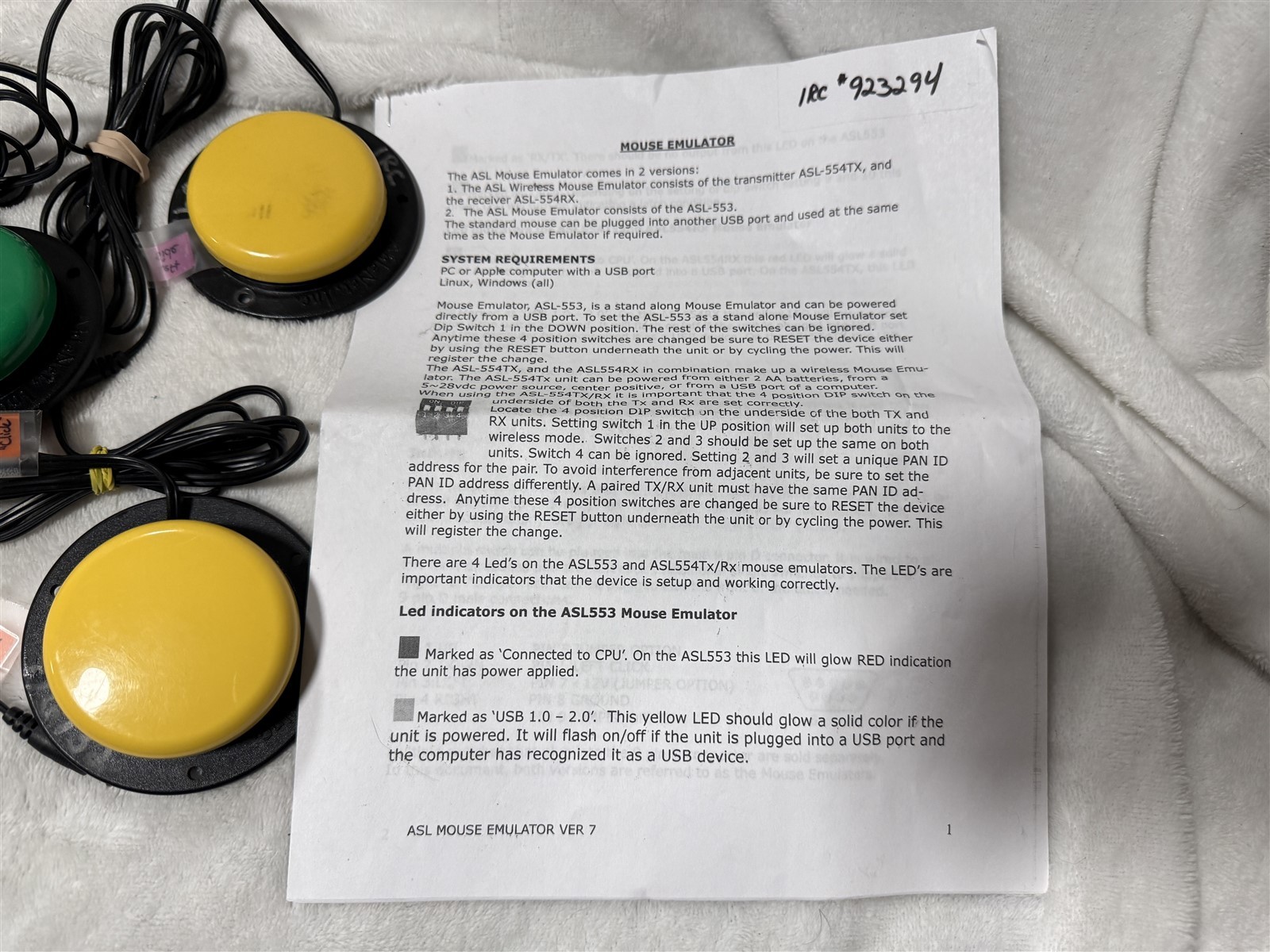 ASL WIRELESS MOUSE EMULATOR & USB PORT ASL 554 AND 3x JELLY BEAN SWITCH