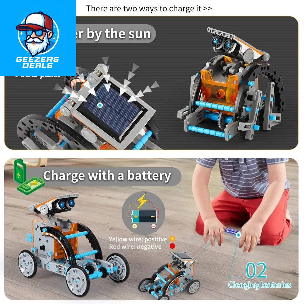 STEM Toys Solar-Powered Transforming Robot Toy – 12-In-1 Construction Set,Educat