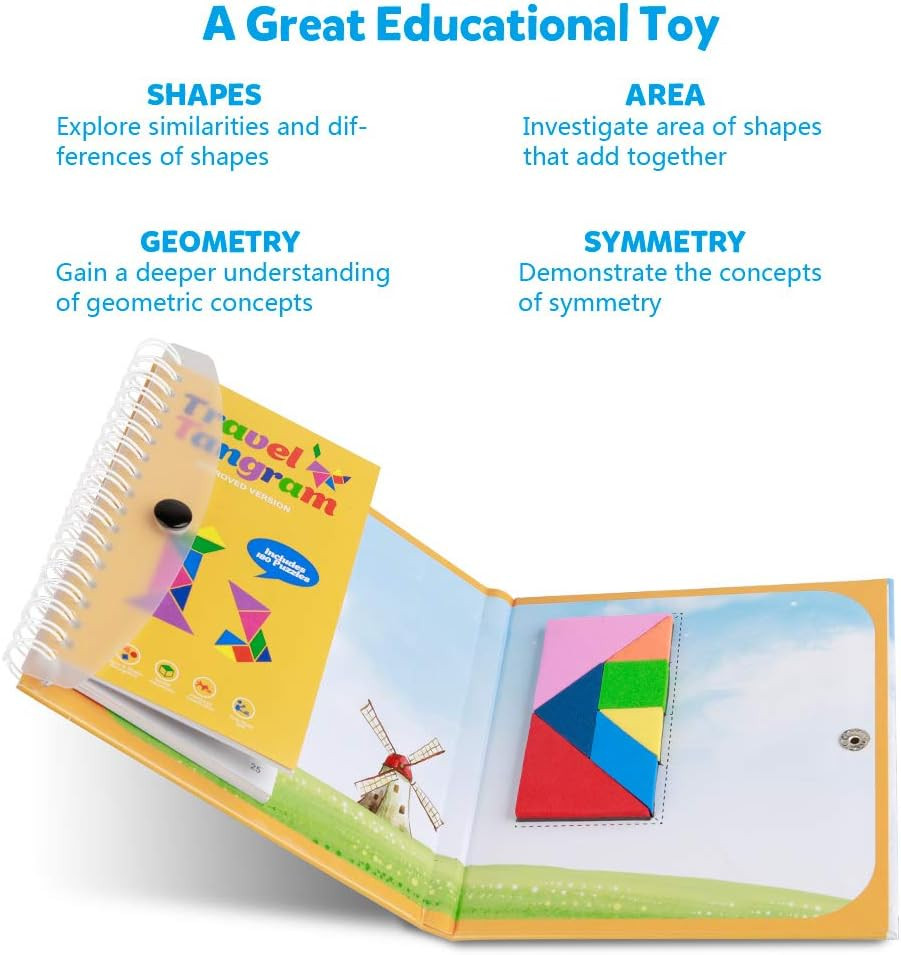 Magnetic Travel Tangram Puzzle Book Road Trip Jigsaw Game