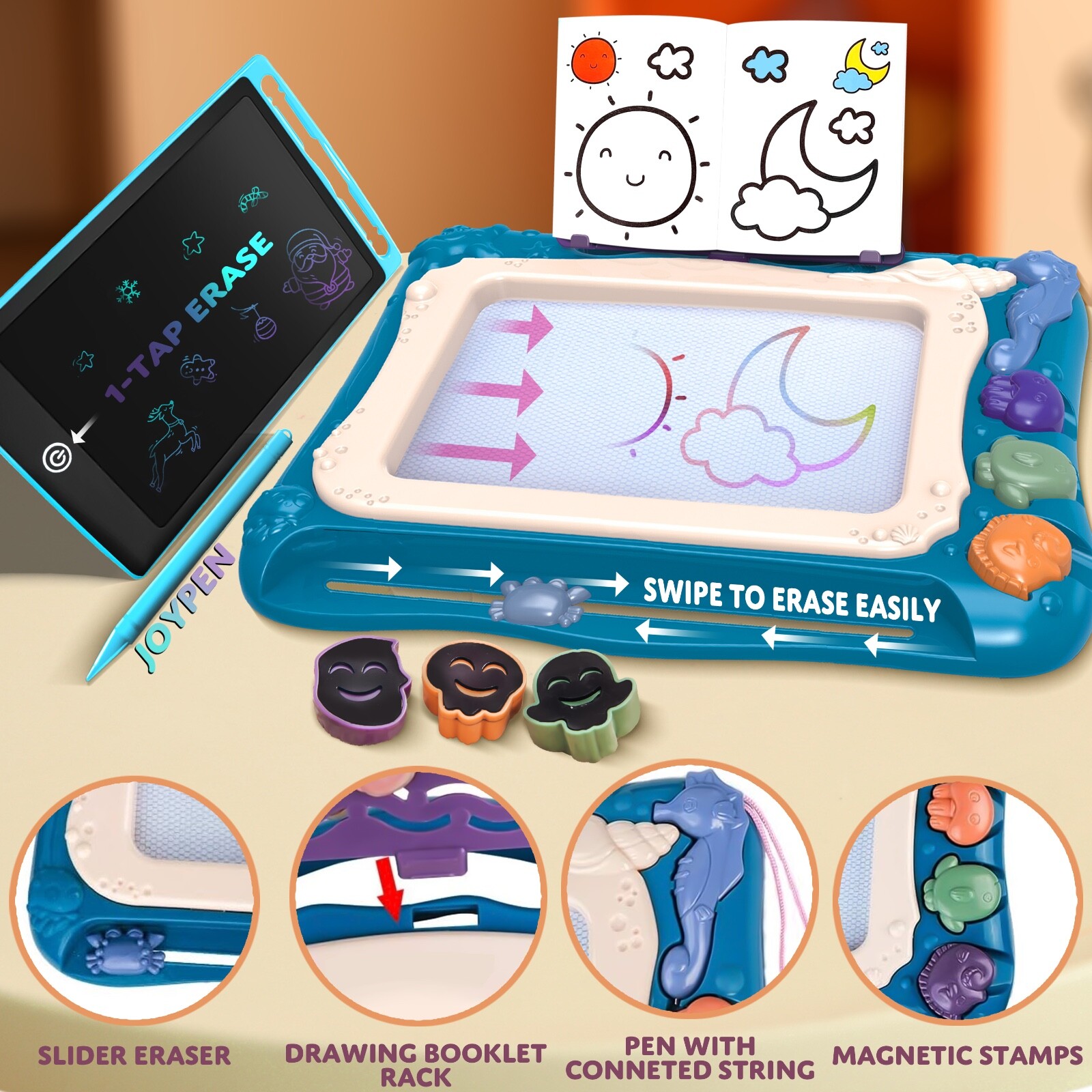 JoyX 2-Pack Magnetic Drawing Board & LCD Tablet for Kids – Joy-Doodle & Portable