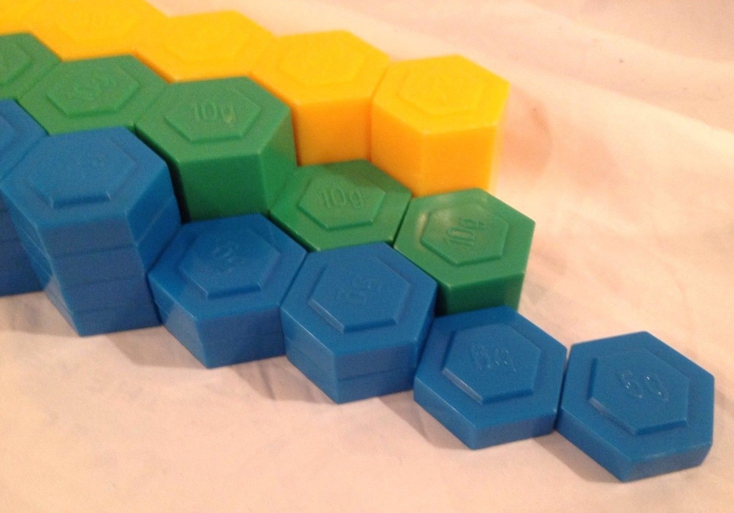 Educational Math Wood Cubes Pattern Blocks Weights School Teacher Learning Lot