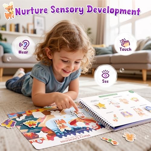 Preschool Busy Book for Toddlers 3-5, Dual-Language Learning Holidays