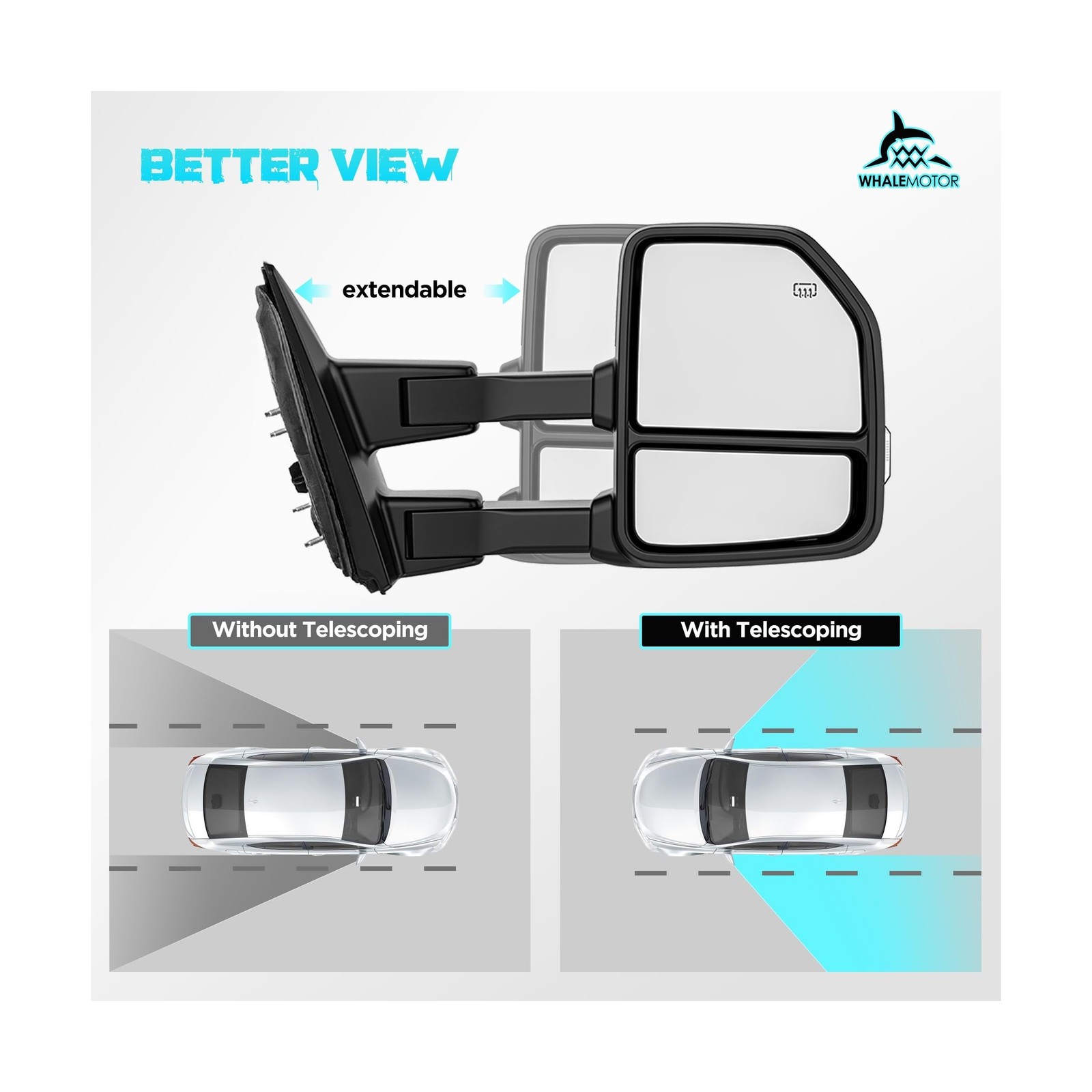 Smoked Power Heated Tow Mirrors Compatible with 2015-2020 Ford F150 F-150, Ex…