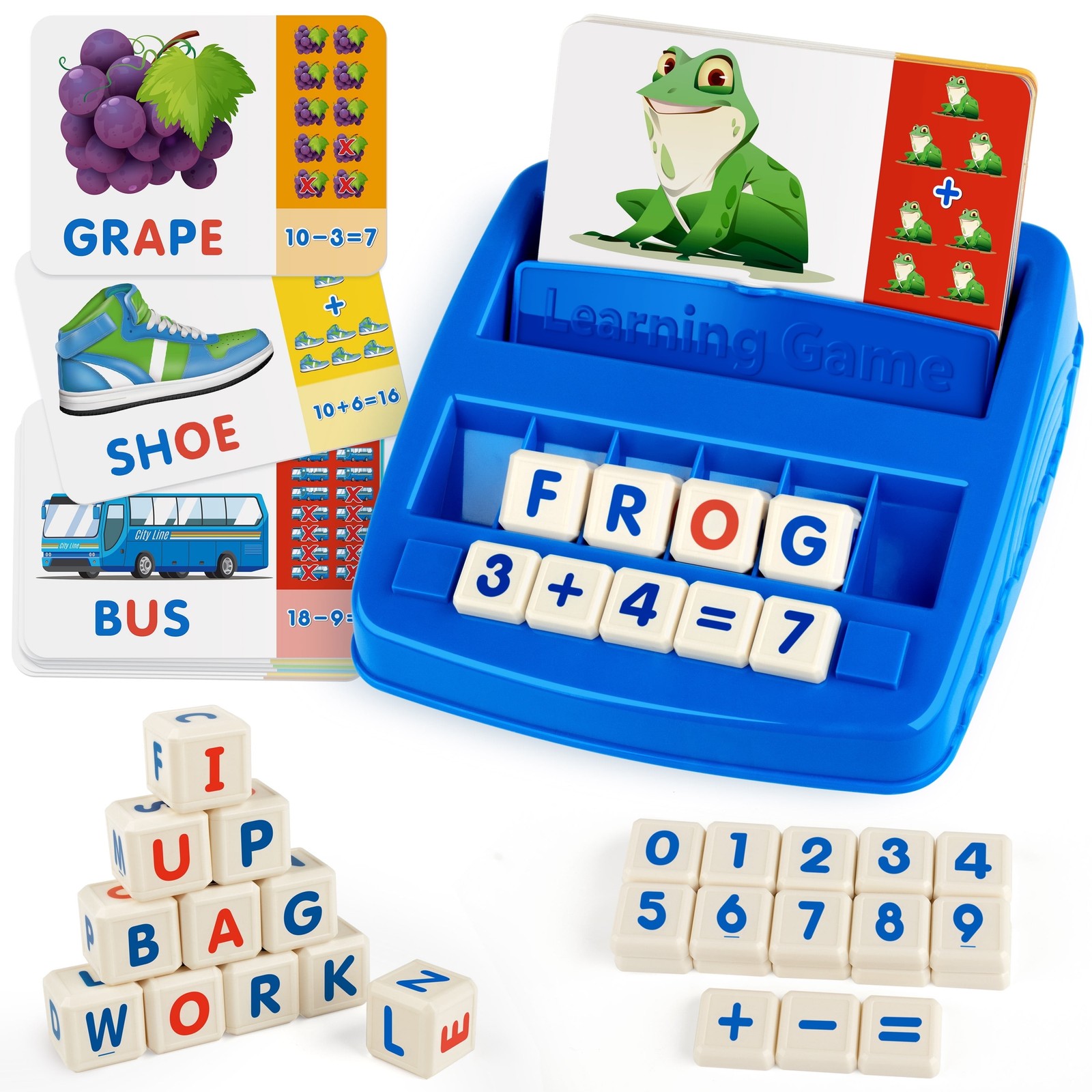 Matching Letter Game, Alphabet Spelling Reading Flash Cards, Math Number Words P