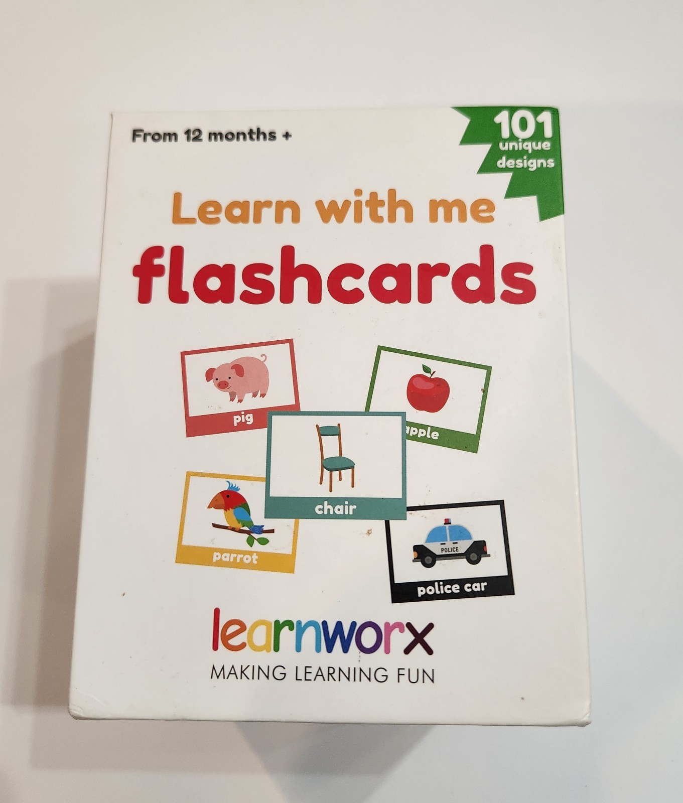 Learnworx Learn with Me Flash Cards for Toddlers 12 mos + 101 Cards Words Colors