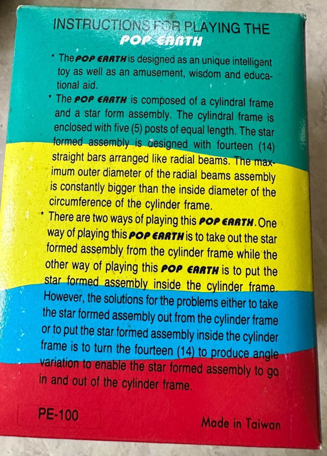 Pop Earth Educational Puzzle Suitable for Over 8 Fascinating Fun, Wisdom, Unique