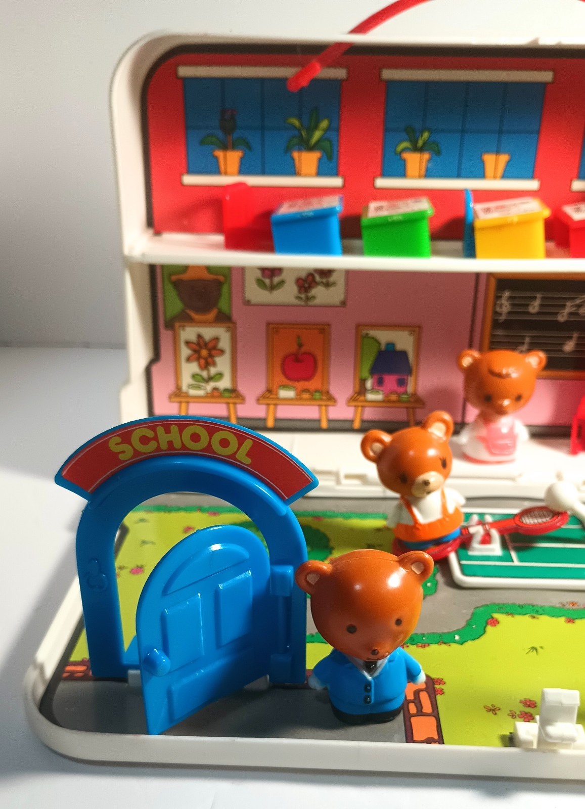 Jumbosa Bear School Bus Play Set Box Carrying Case Incomplete Excellent