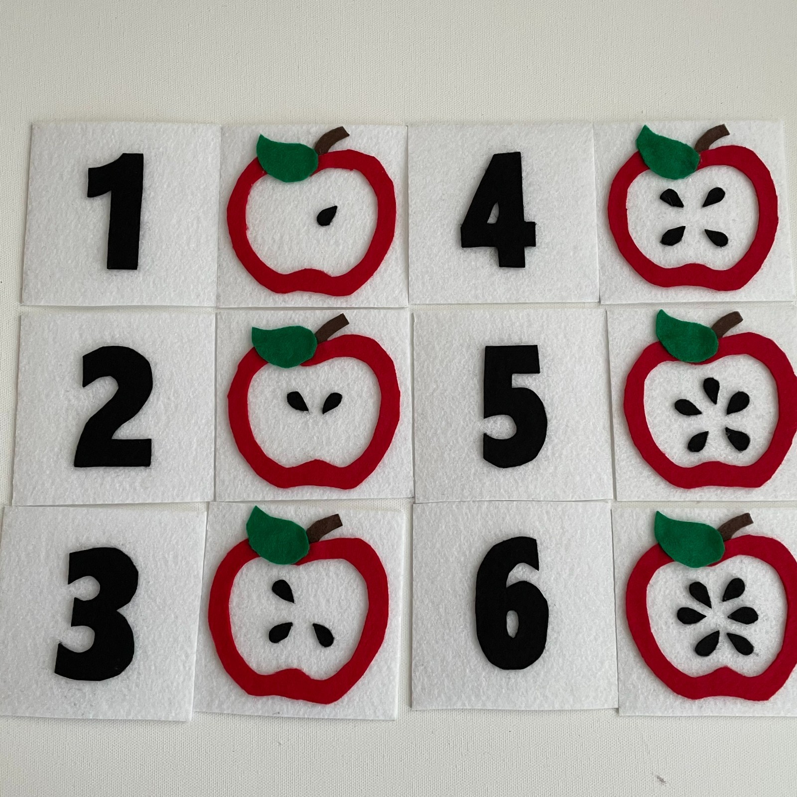 Apple Seed Count and Match Felt Pieces for Felt/Flannel Board Play