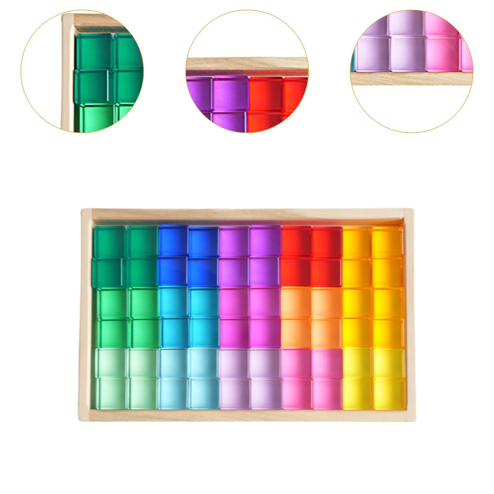 60Pcs Acrylic Cubes Sensory Training Toys Translucent
