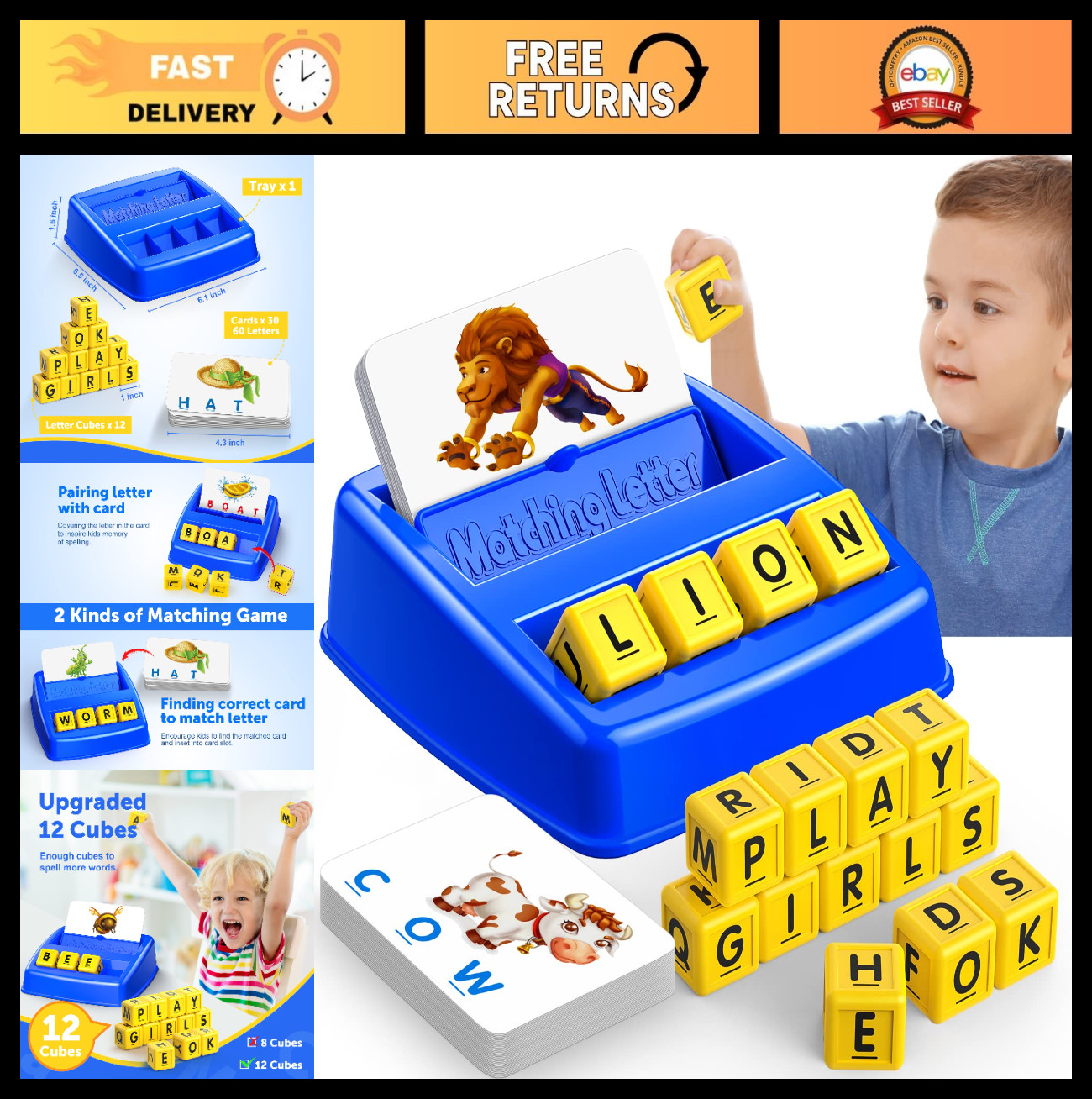 Educational Matching Letter Game for Kids 3-8, Fun Learning Toys, Birthday & Eas