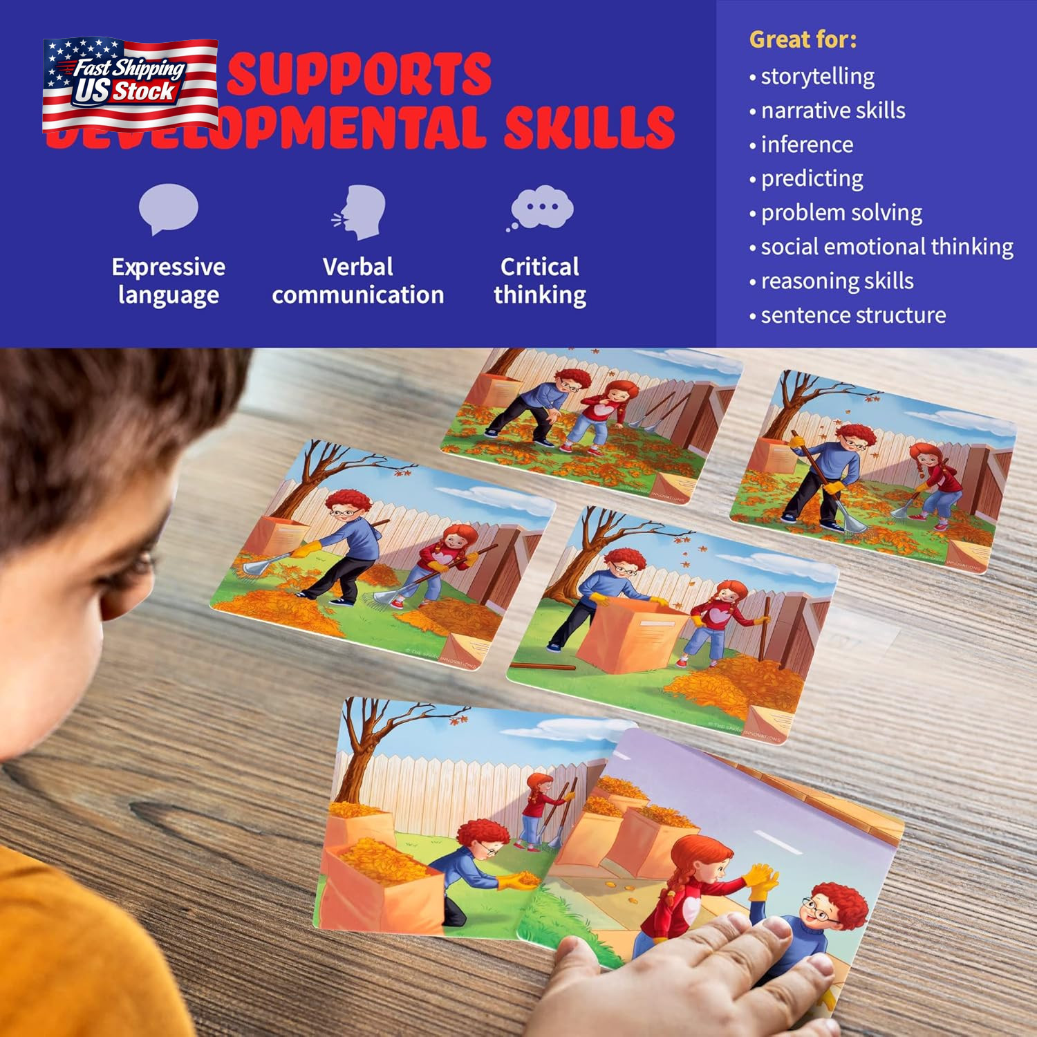 Sequence for Kids Cards, Speech Therapy Materials, Homeschool SEL, Autism, Tell