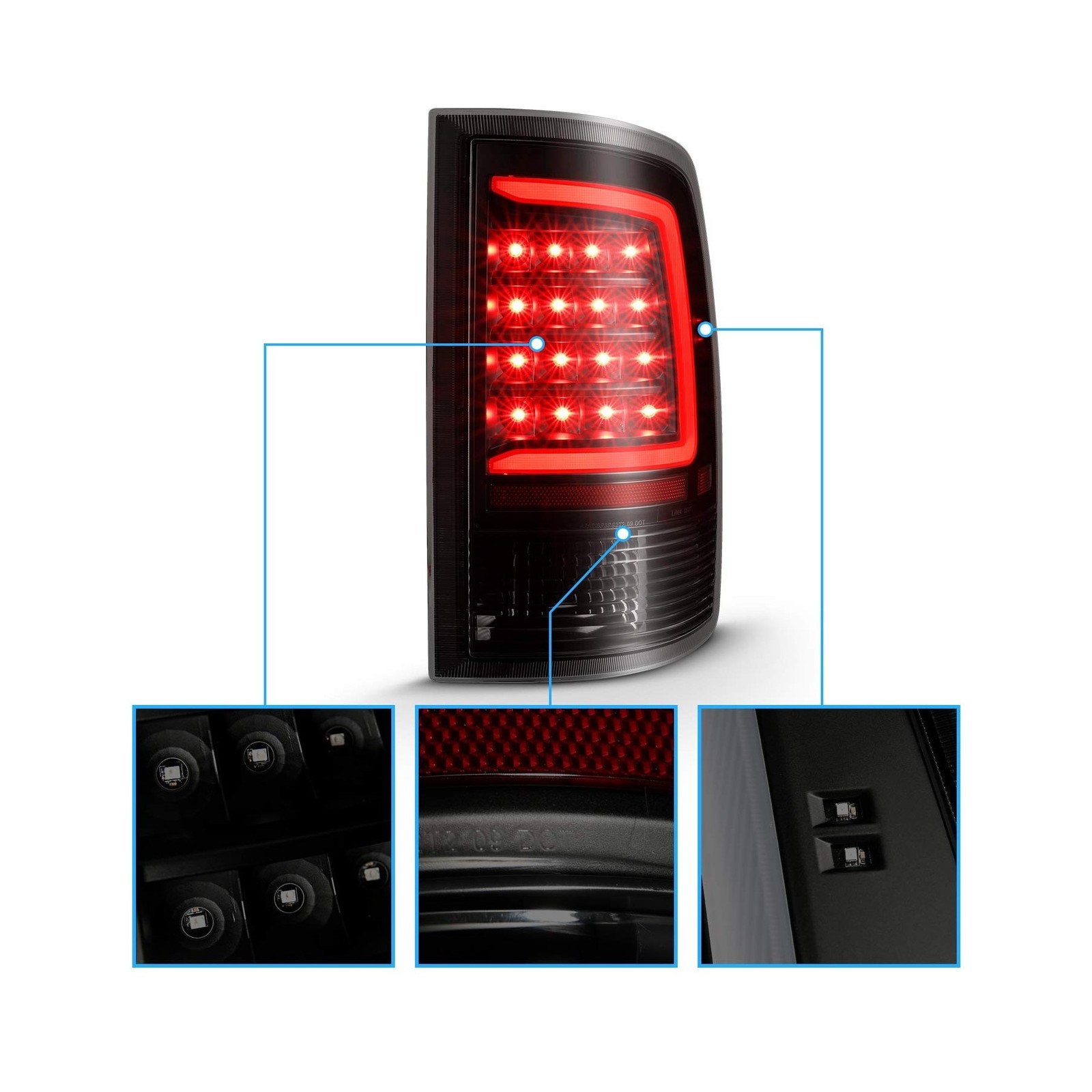 AmeriLite for 2009-2022 Dodge Ram 1500/10-22 Ram 2500 3500 Pickup C-Type LED …