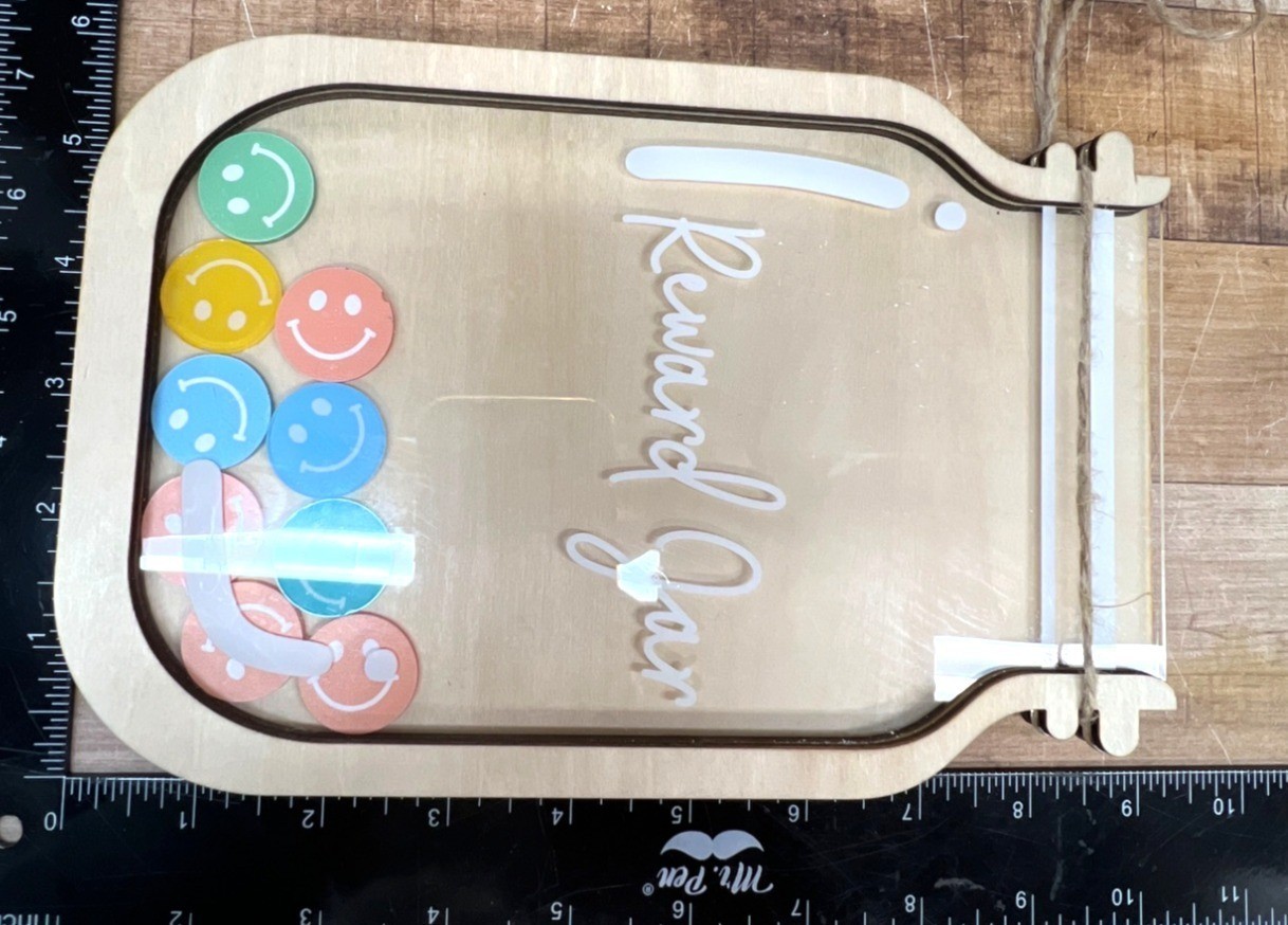 2 Wooden & Acrylic Reward Jar With Colorful Smiley Face Tokens
