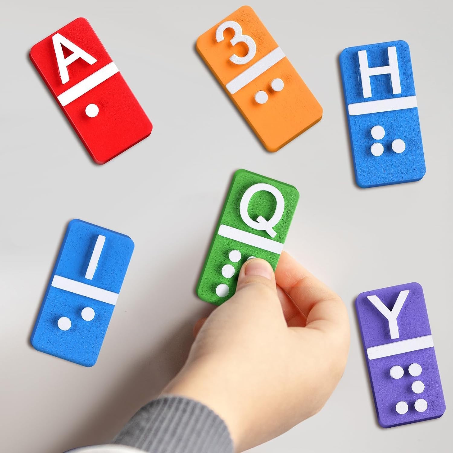 Multicolor Braille Alphabet and Number Tiles Set