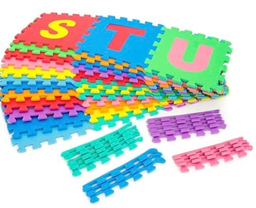 Large Alphabet Play Mat for Baby & Toddler – 60 Interlocking EVA Tiles, 36 SqFt