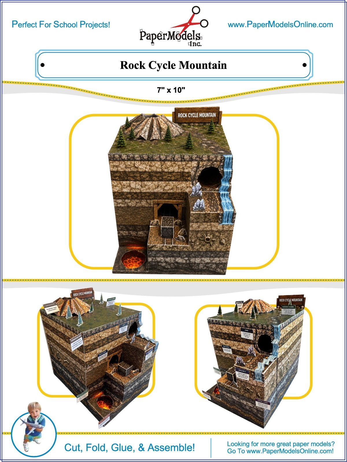 Rock Cycle Mountain STEM Paper Model Kit | Earth Science Project