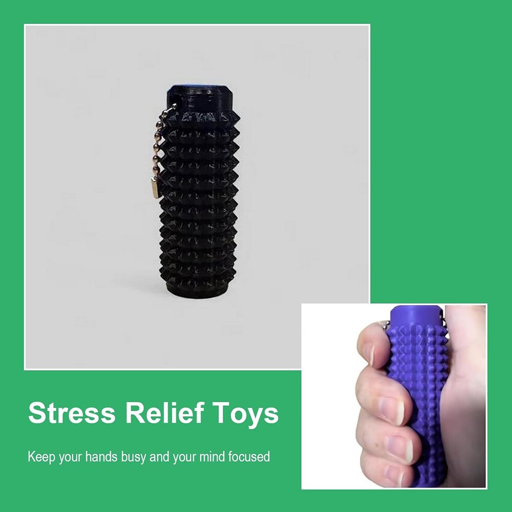 Portable Stress Relief Spiky Grippie Keychain, Hand Fidget Tool for Focus & Calm