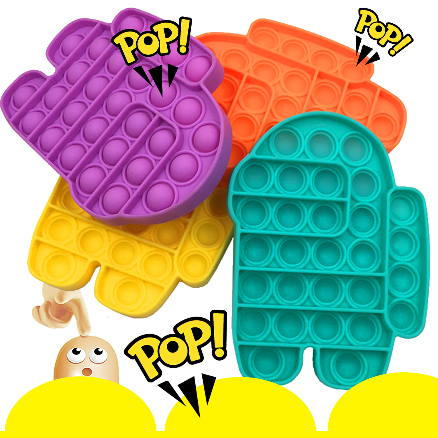 AMONG US PUSH POP SILICONE SENSORY FIDGET TOY ANTI-ANXIETY STRESS BUBBLE IT GAME