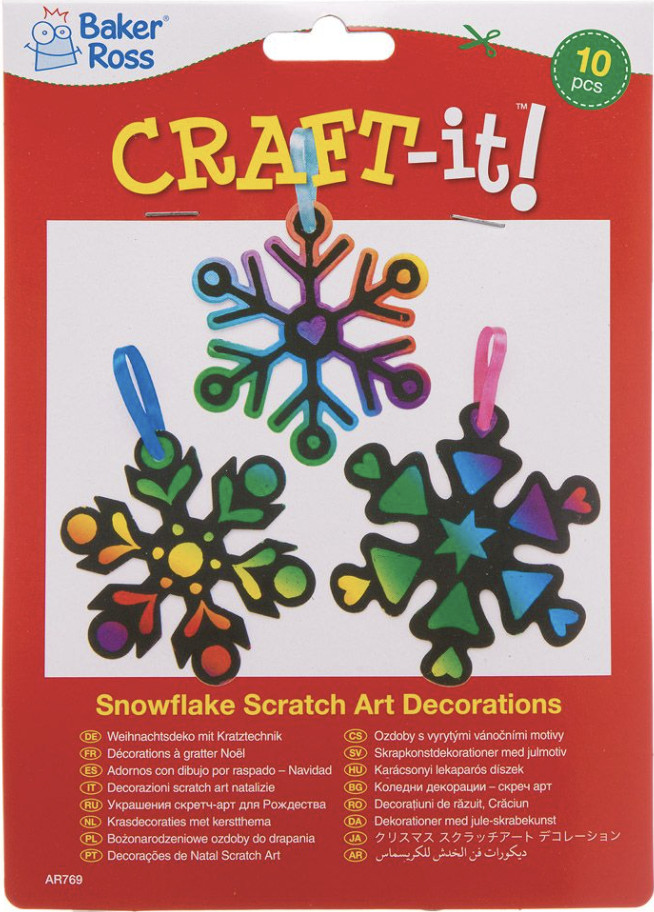 NEW Baker Ross : Craft It! Snowflake Scratch Art Decorations – AR769