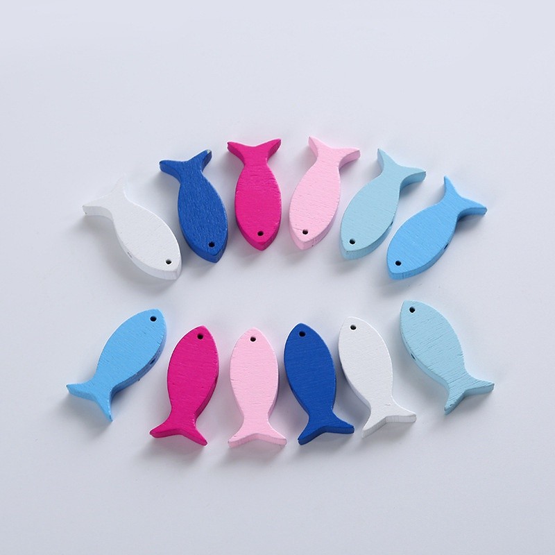 Children’s DIY Color Cartoon Little Fish Handmade Toys Wood Piece Ornament