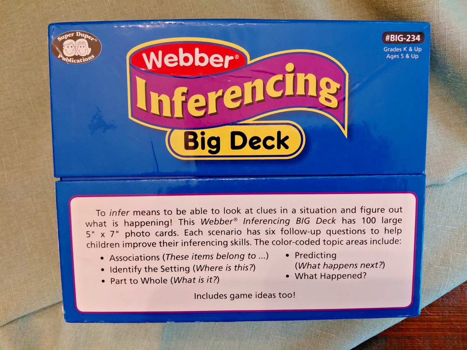 Super Duper Publications Webber Inferencing Big Deck Cards BIG-234 Ages 5+ Kids