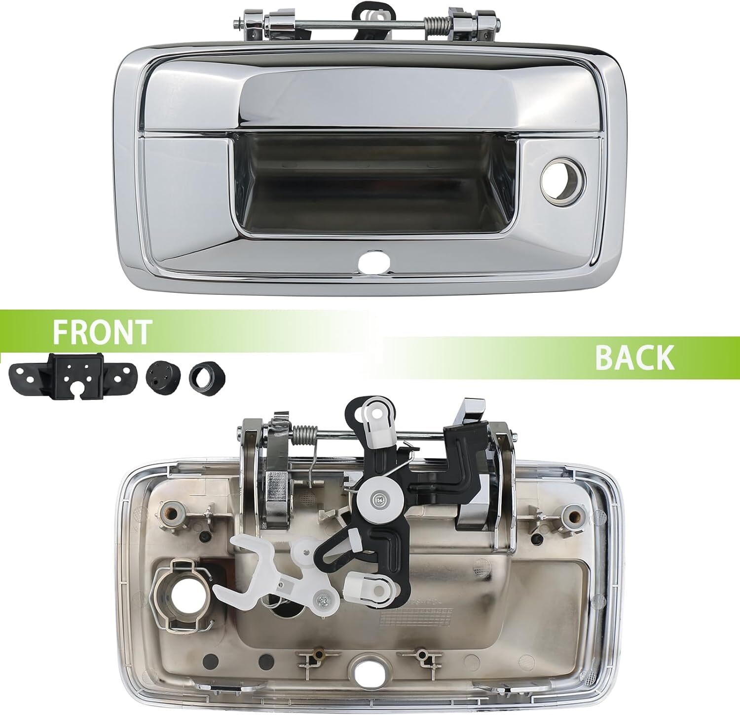 Tailgate Handle with Camera Hole Liftgate Latch Handle with Keyhole Chrome Fit
