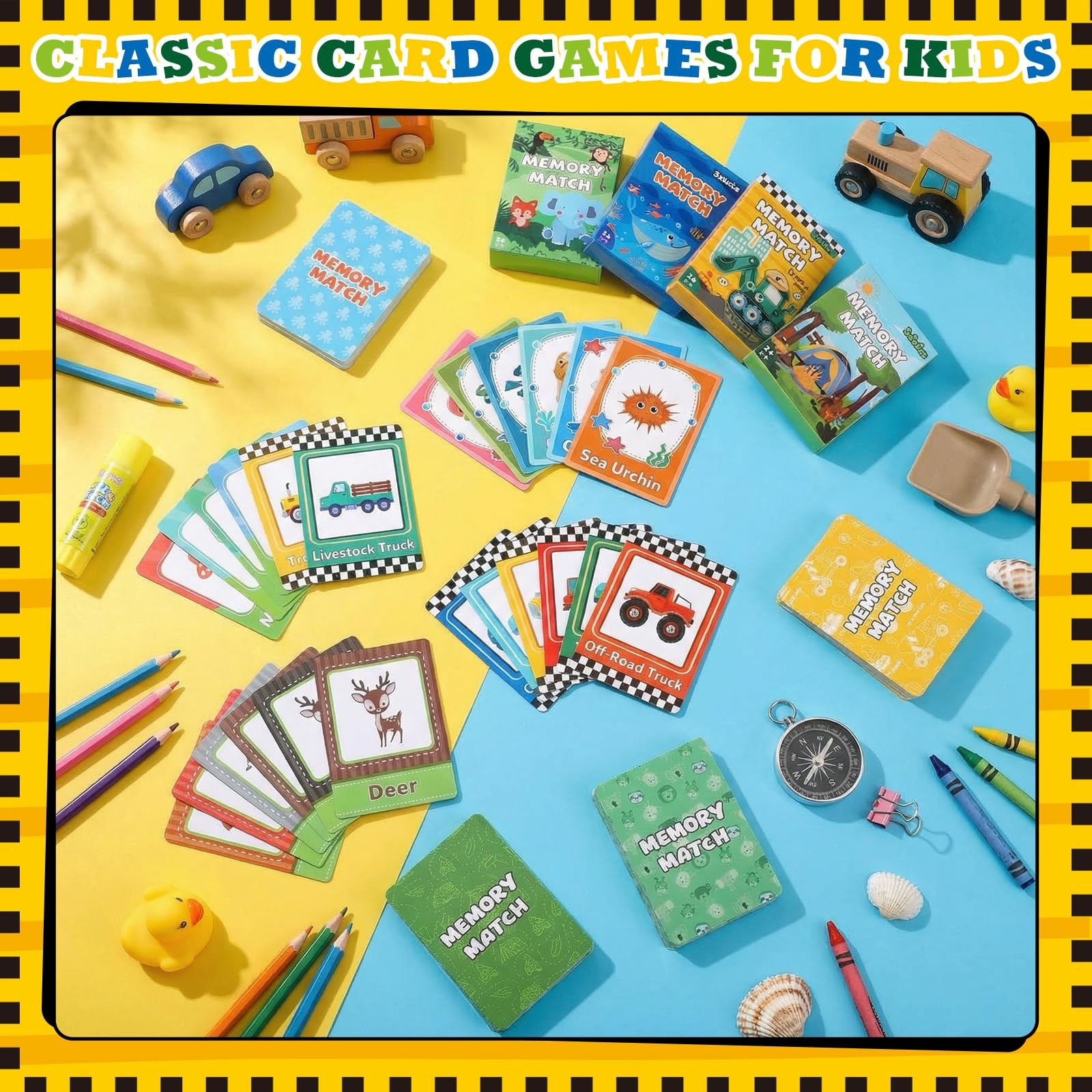 Memory Matching Game 4 Sets with 49 Cards – Animal, Fruit, Dinosaur, Food Themes