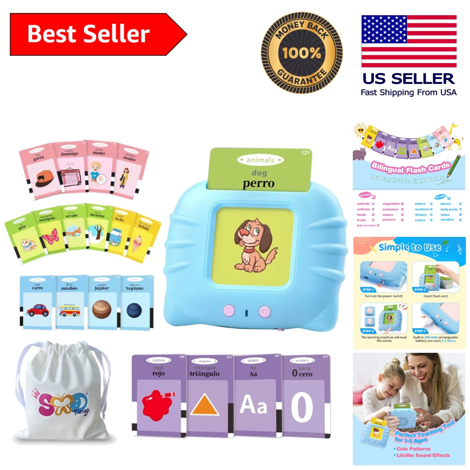 Fun Bilingual Learning Flashcards – Spanish/English for Preschoolers & Kids