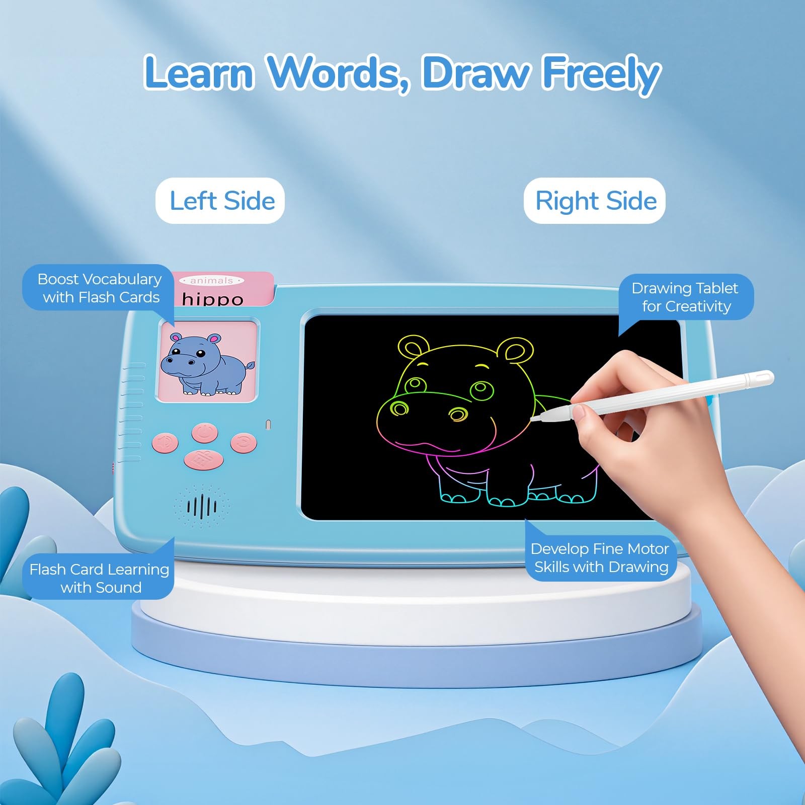 Talking Flash Cards for Toddlers 2in1 LCD Writing Tablet with 510 Sight Words…