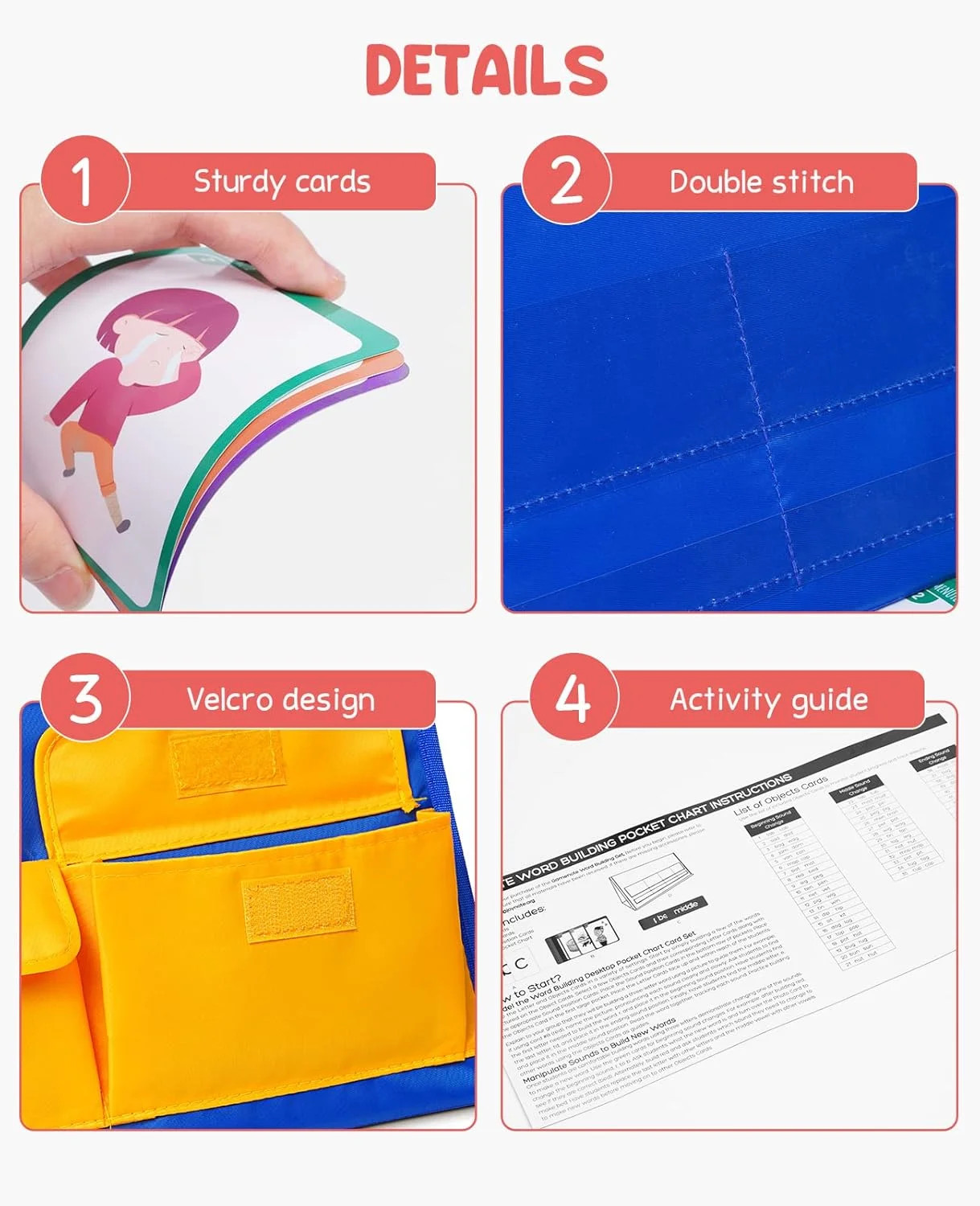 Gamenote Word Building Desktop Pocket Chart Tent Flash Cards Kit – CVC Words Pho