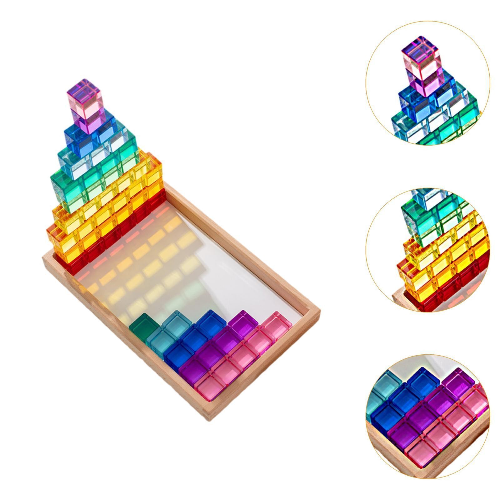 Rainbow Building Blocks Set Building Blocks Color Perception Montessori Toy