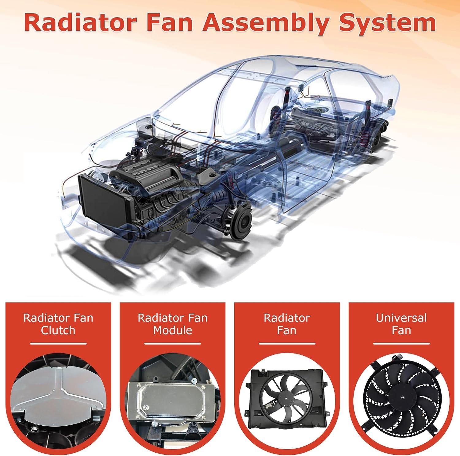Engine Radiator Cooling Fan Assembly For 2007 2008 2009 2010 2011 2012 2013 2014