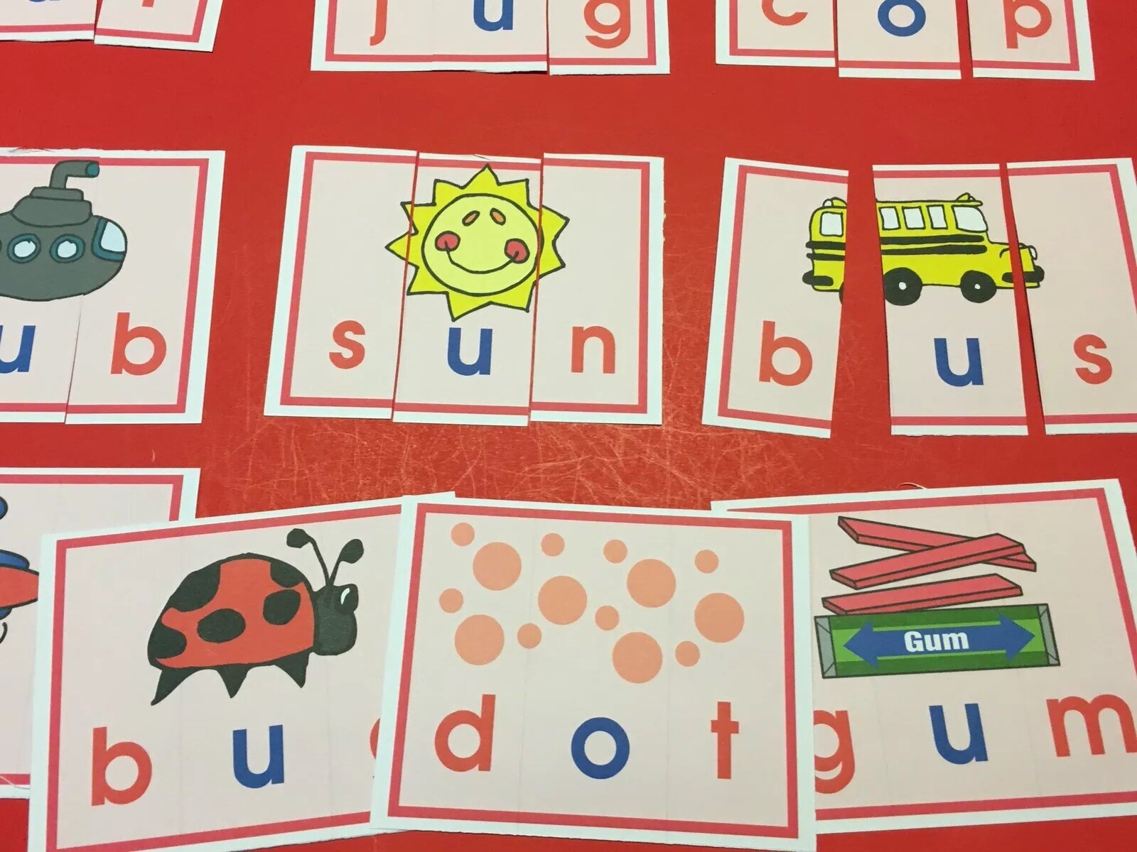The Pink Series – 40 CVC Word Puzzles – Laminated Montessori materials