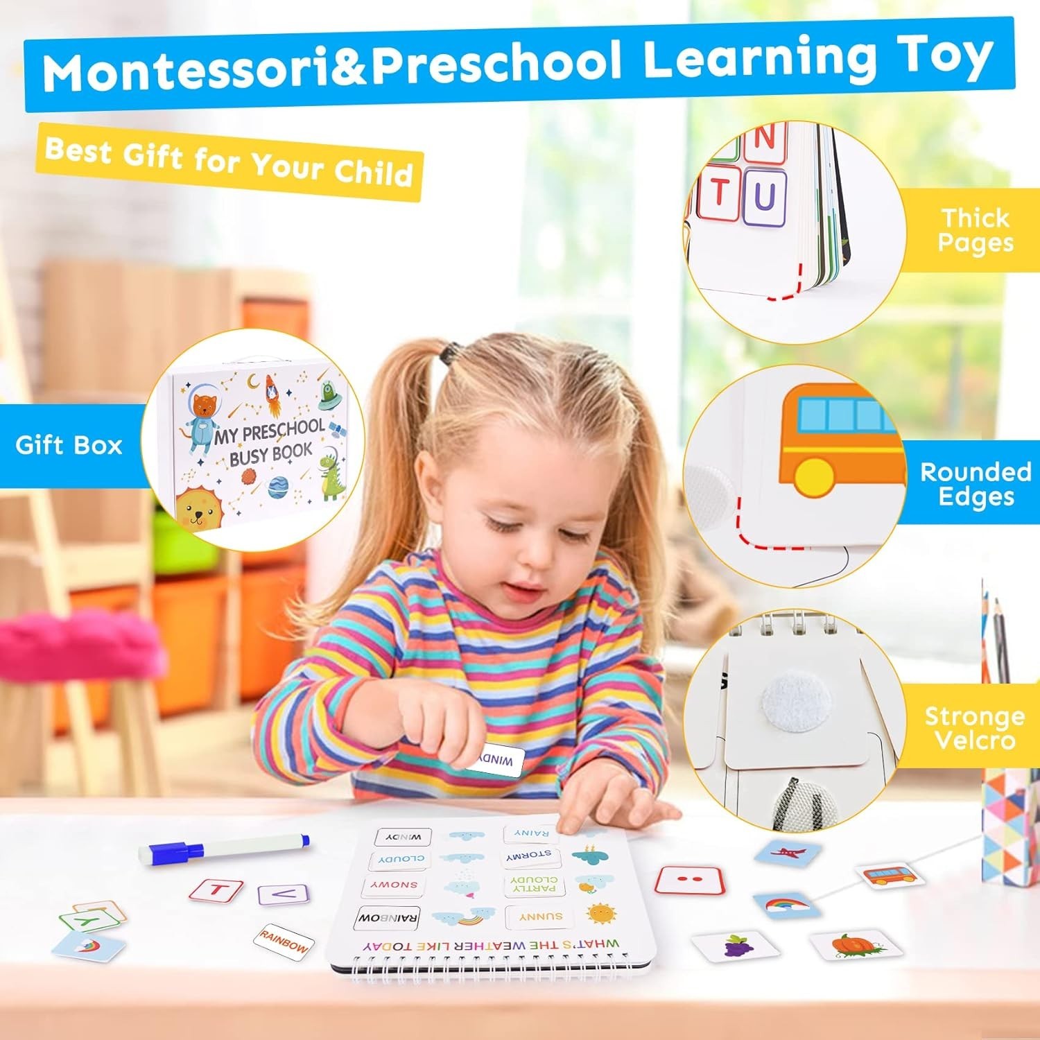 Mallify Busy Book for Toddlers 3-5, Preschool Busy Book 30 Themes Kids Binder…