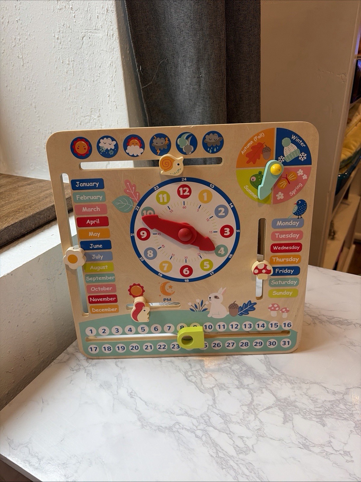 Tooky Toy My Calendar Wooden Learning Board Clock Weather Months Days