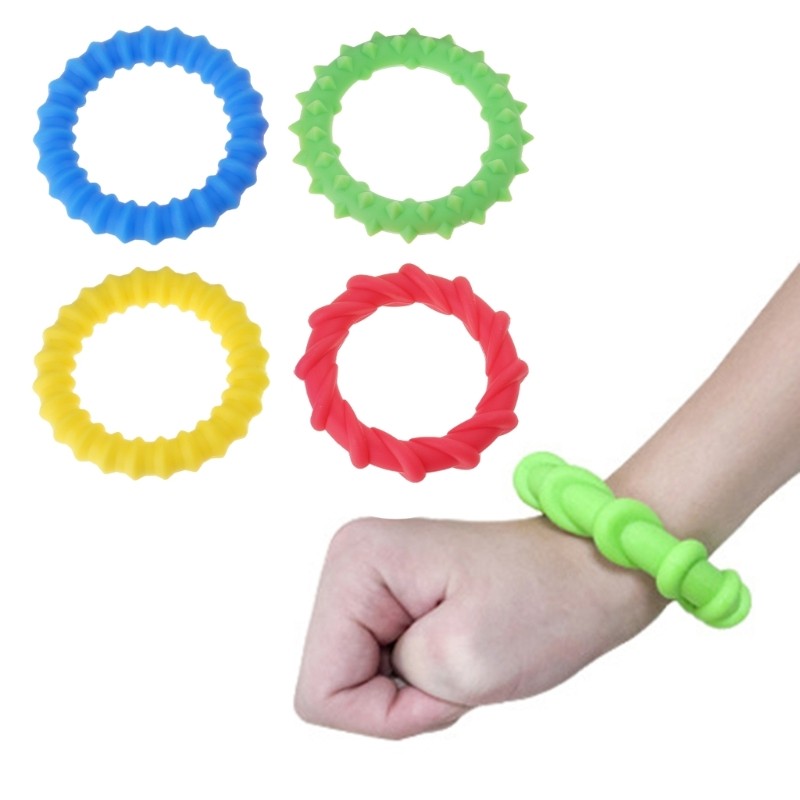 Textured Silicone Sensory Wrist Band for Concertrate and Stress Relief 4Pieces