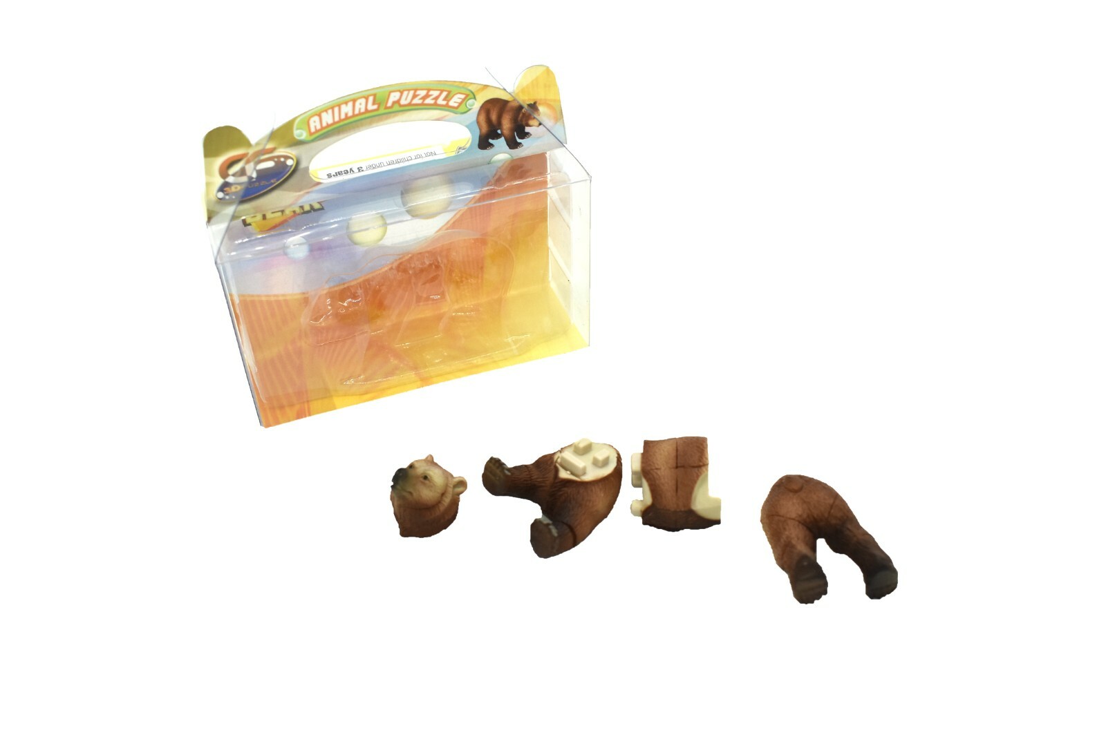 Grizzly Bear 3D Puzzle Plastic Replica 2 1/2″ long – F3028 B331