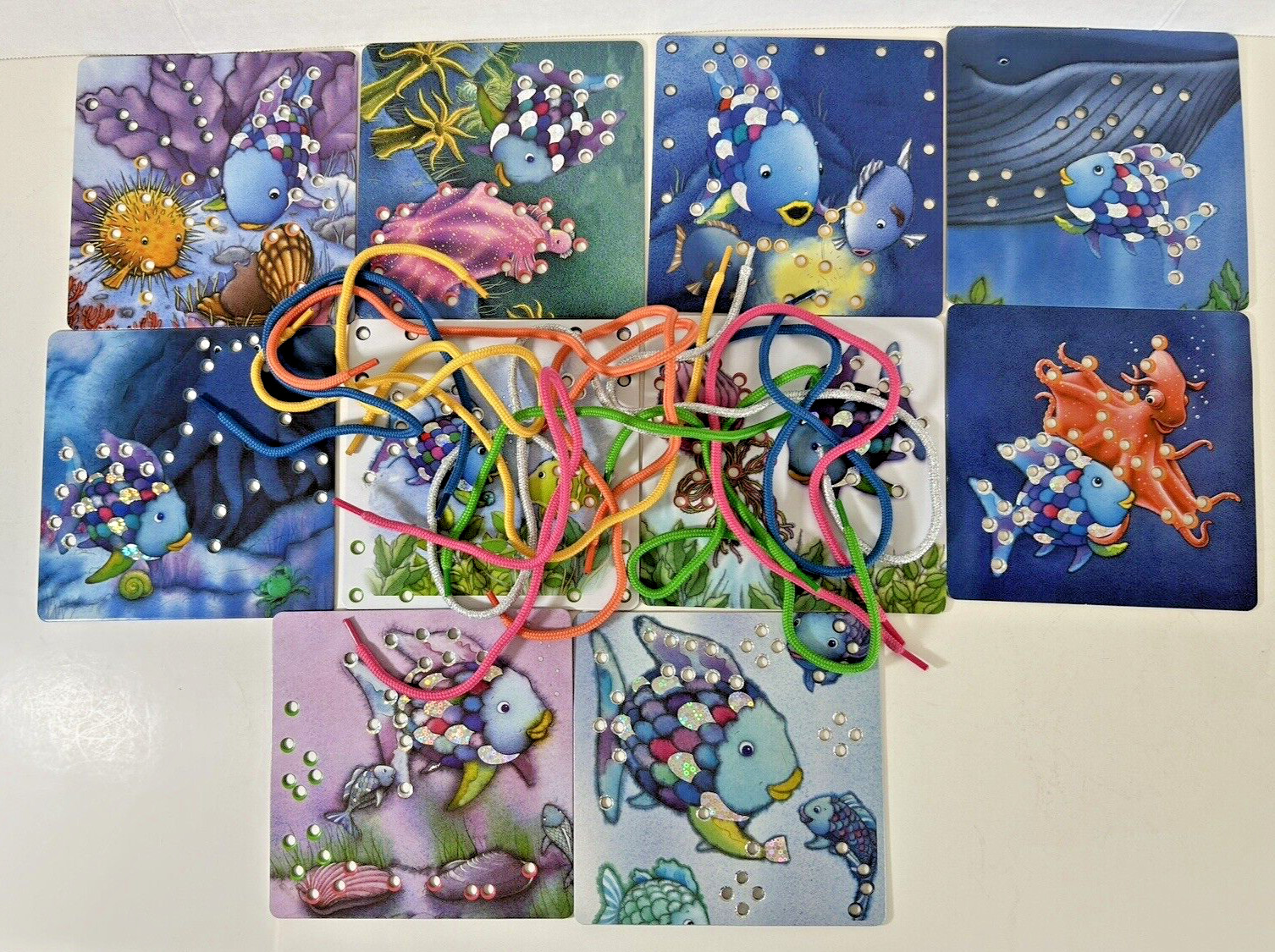 MindWare Lacing Cards The Rainbow Fish Age 4+ Fine Motor Skills Set of 10