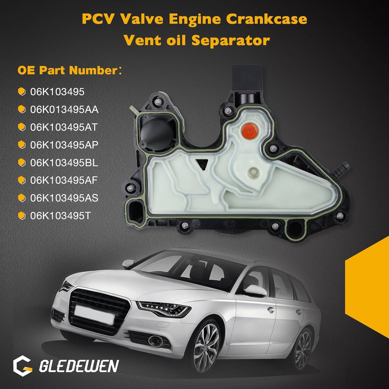 06K103495 PCV Valve, Oil Separator Engine Crankcase Vent Valve, Compatible with