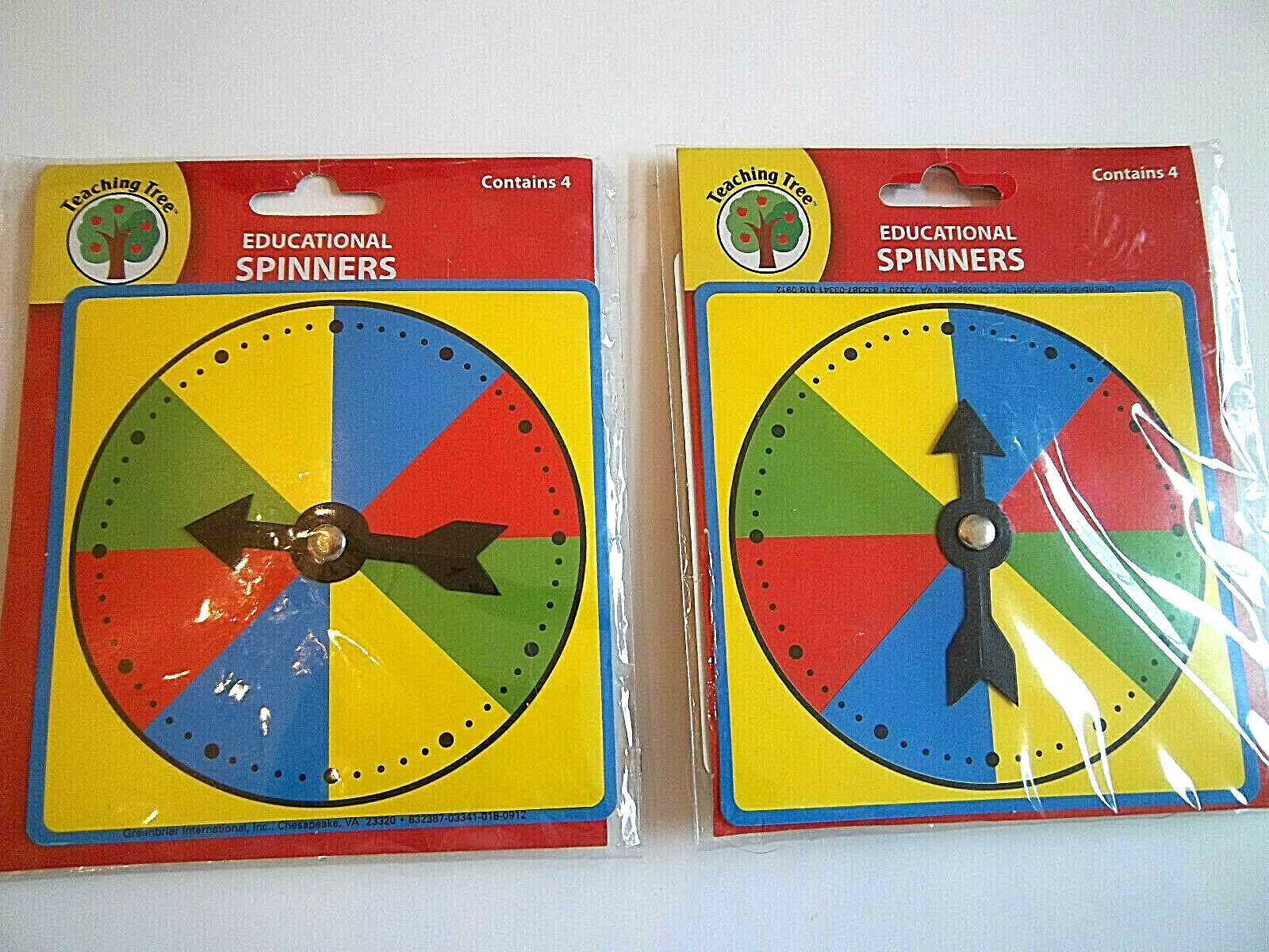 Teaching Tree Educational Spinners Colors 1 Pkg of 4 – New in Pkg