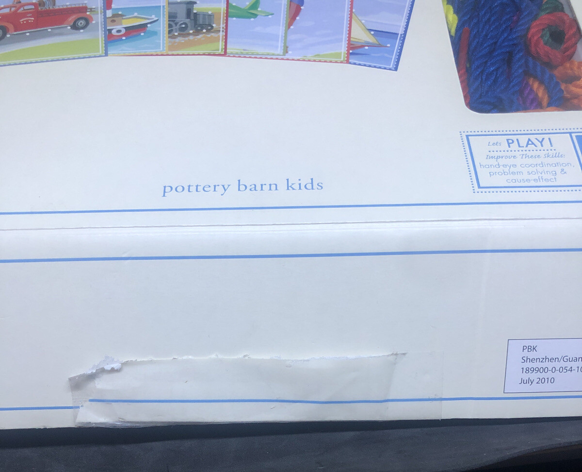 Pottery Barn Kids Lacing Cards With Laces Fine Motor Skills Transportation EUC