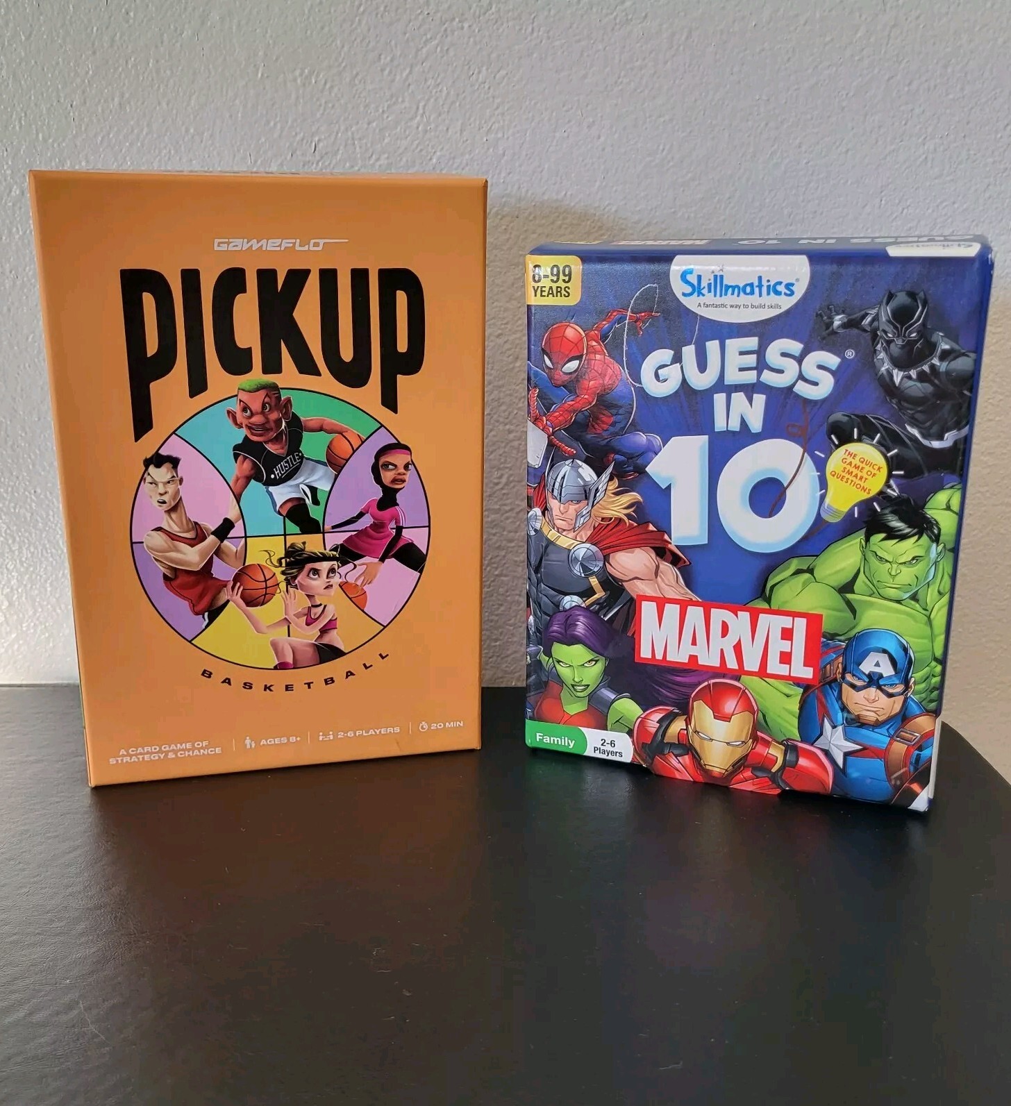 2 Board Games ☆ GUESS IN 10 MARVEL COMICS Edition & Gameflo Pickup Basketball