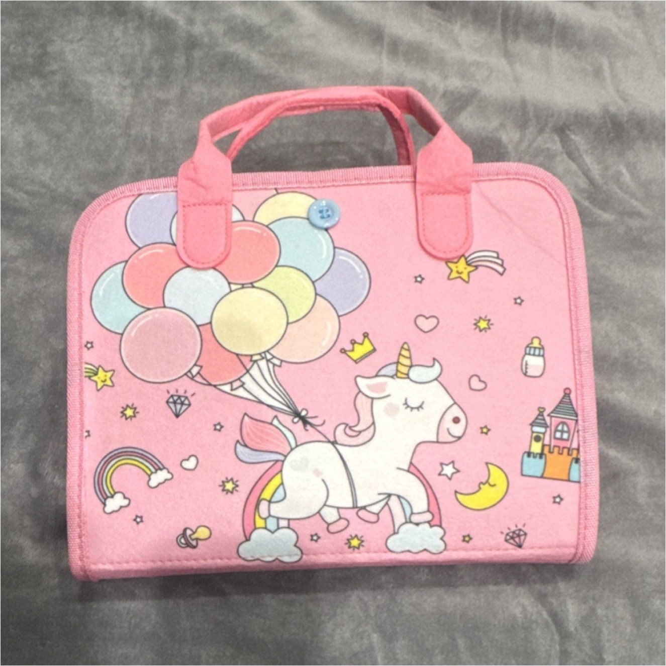 ESJAY Unicorn Busy Board Pink Toy for Kids Ages 3-7 Alphabet Numbers Shapes