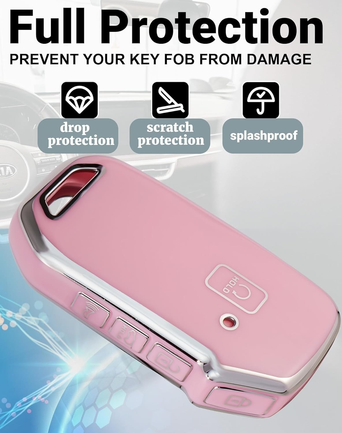 For Kia Key Fob Cover with Key Chain, Soft TPU Car Key Fob Case Shell for Kia So