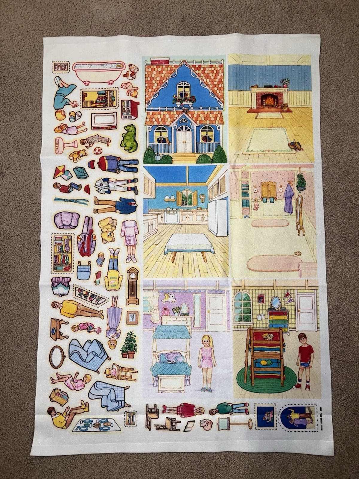 Vintage Betty Lukens Quiet Book Felt Kit Uncut Dollhouse Family 37” x 25.5”