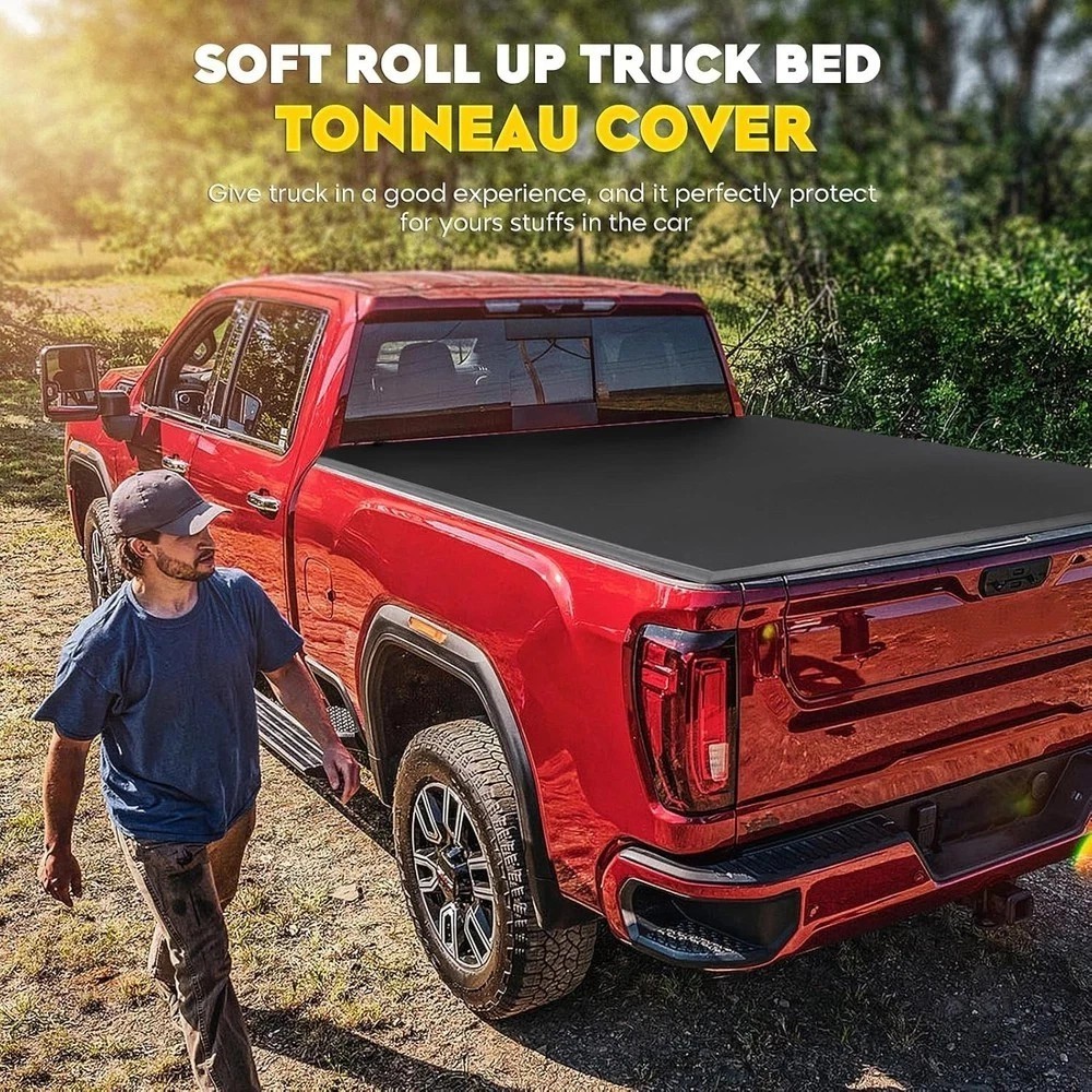 Soft Roll Up Truck Tonneau Bed Cover Fits for Chevy Silverado/GMC Sierra 2500HD