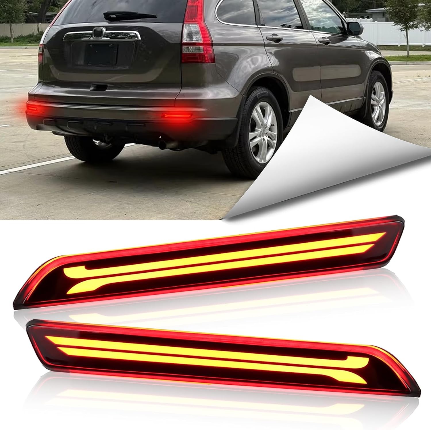 Full LED Rear Bumper Reflector Lights Kit for Honda CRV CR-V 2010 2011 Tail L…